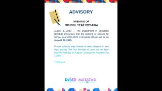 DepEd Opening of classes SY 2023-2024