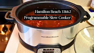 Hamilton Beach 33662 Programmable Slow Cooker with 6 Quart Stovetop-Safe Sear & Cook Crock, Silver
