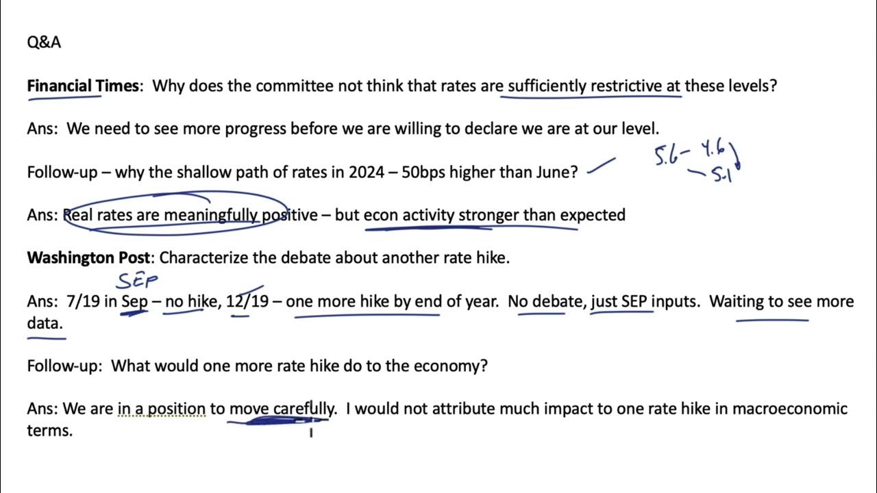 FOMC decision and presser re-cap for Sept 20, 2023