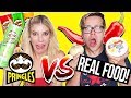 PRINGLES VS. REAL FOOD CHALLENGE! (GROSS WEIRD FOOD PEOPLE LIKE) DAY 307