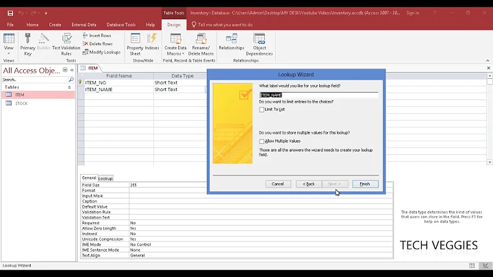How to create a Lookup Field in MS Access | Tech Veggies