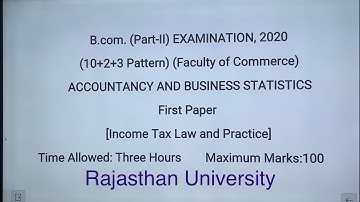 B.com 2nd year exam paper 2020|  Income Tax Law and Practice | Dr. Ruchi Khandelwal