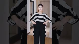 Harajuku Retro Style Black and White Striped Round Neck Fit Top Casual Summer Outfits@SuriSure21