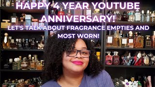 My MOST Worn Fragrances plus Empties|HAPPY 4 YR YOUTUBE ANNIVERSARY|My Fragrance Collection 2024