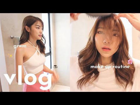 June vlog GRWM｜ 日常韩妆容｜剪刘海💇🏻‍♀️｜泡咖啡聊聊天🌸✨☕️