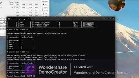 Tugas pembuatan database rumah sakit melalui cmd 