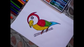 رسم ببغاء🦜💯 رائع ومبهج وباسهل طريقة للاطفال drawinga wonderful parrot easy for children