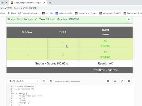 chef and the Hair salon solution codechef Feb Long Challenge