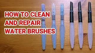 How to Clean, Repair and Restore Water Brushes - Pentel Aquash - Derwent Water brushes