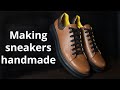 Handmade brown sneakers making