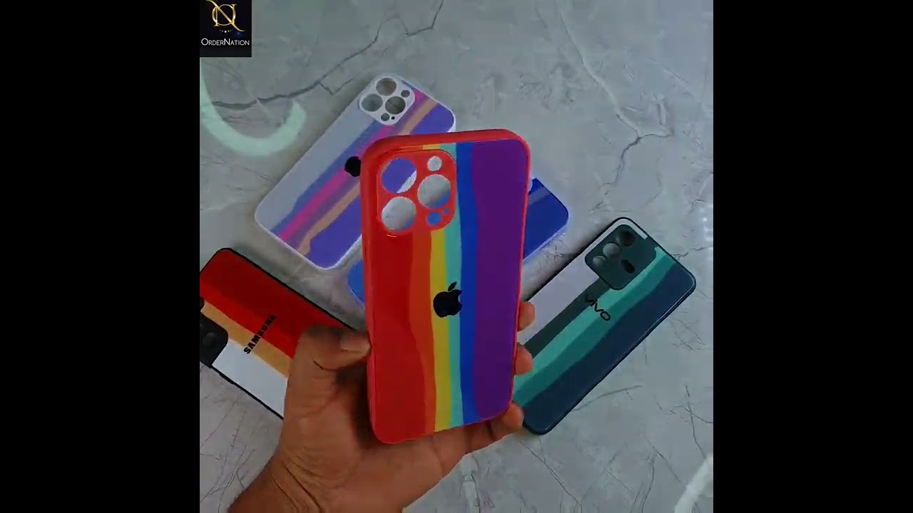 OnePlus 8 Pro Cover - Red - New Infinity Rainbow Series Back tempered Glass Soft Borders Case With Camera Protection