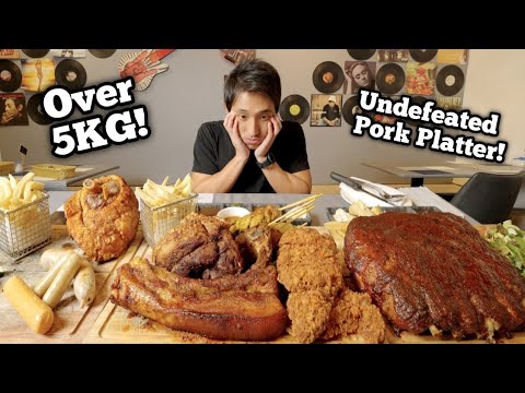 EATING OVER 5KG OF MEAT!   15 SERVING Pork Platter Eating Challenge   I Almost Failed the Challenge!