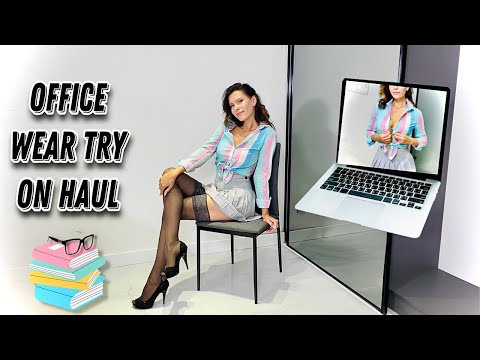 Office Wear try-on haul | New skirts + shirts with stocking for perfect secretary outfits
