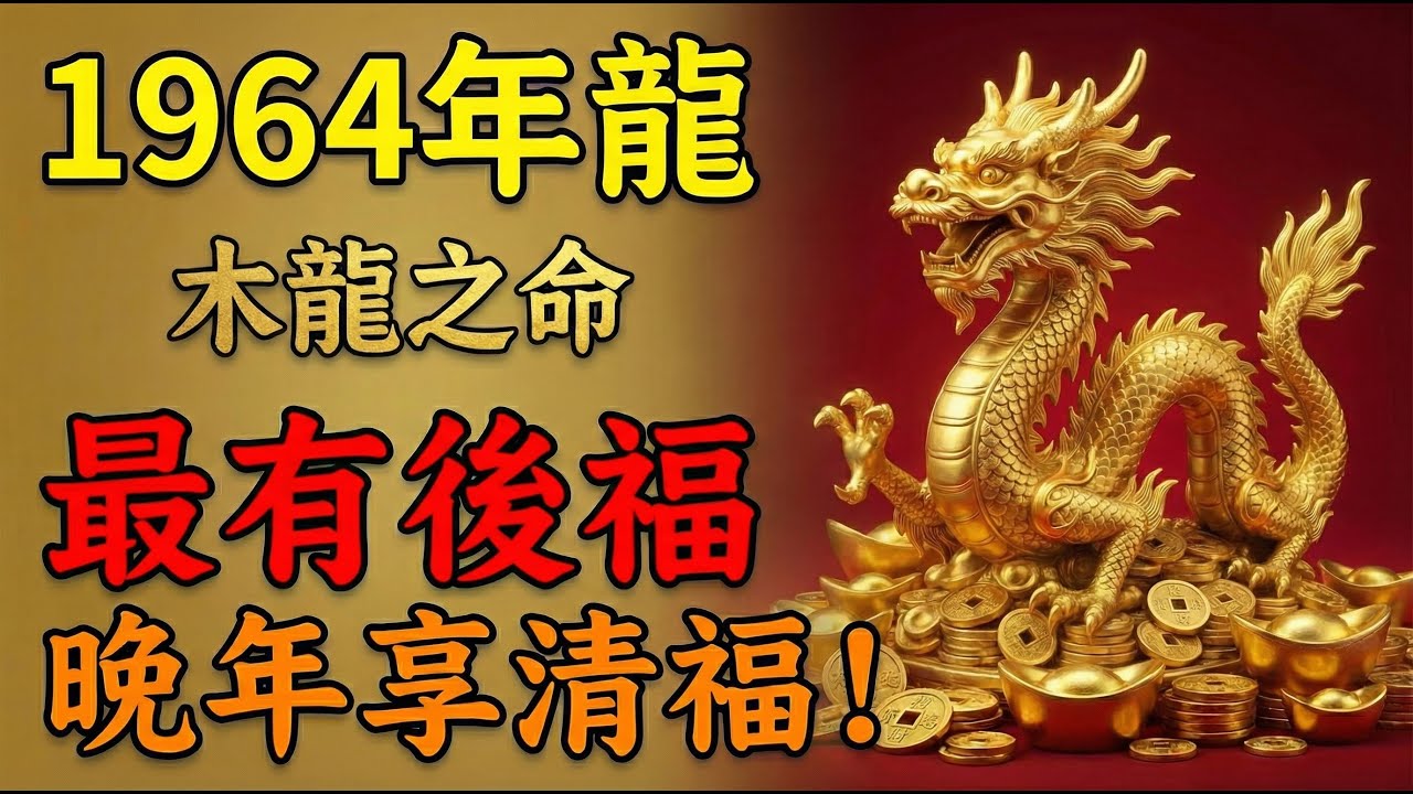 1964年屬龍人，木龍之命！你最有後福！年輕時受的苦，都是晚年享福的「本錢」，誰也搶不走！#屬龍 #1964年龍 #生肖龍運勢 #屬龍運勢 #2026年運程 #財運 #轉運 #甲辰龍 #生肖龍 #屬龍
