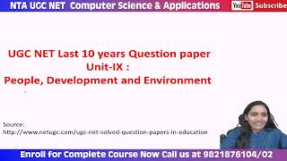 UGC NET Paper 1: Last 10 Years Questions | Unit IX: People, Development & Environment Analysis