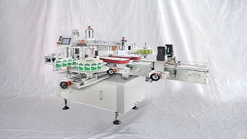 automatic double sided sticker labeling  liquid detergent bottles machine front back faces labeller