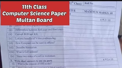 1st year Computer Science Multan board group1 solved paper 2023 ||