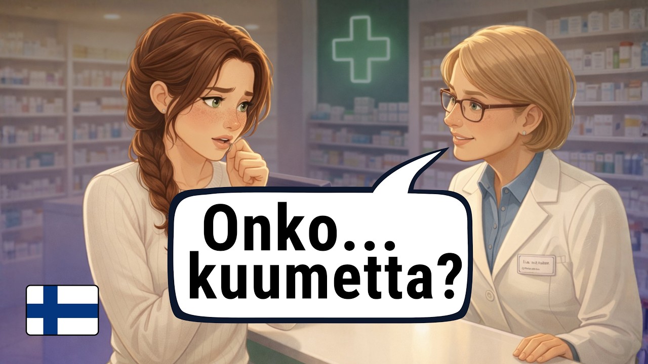 Survival Finnish at the Pharmacy – Easy Finnish Conversation & Listening Practice (A1–A2, Subtitles)