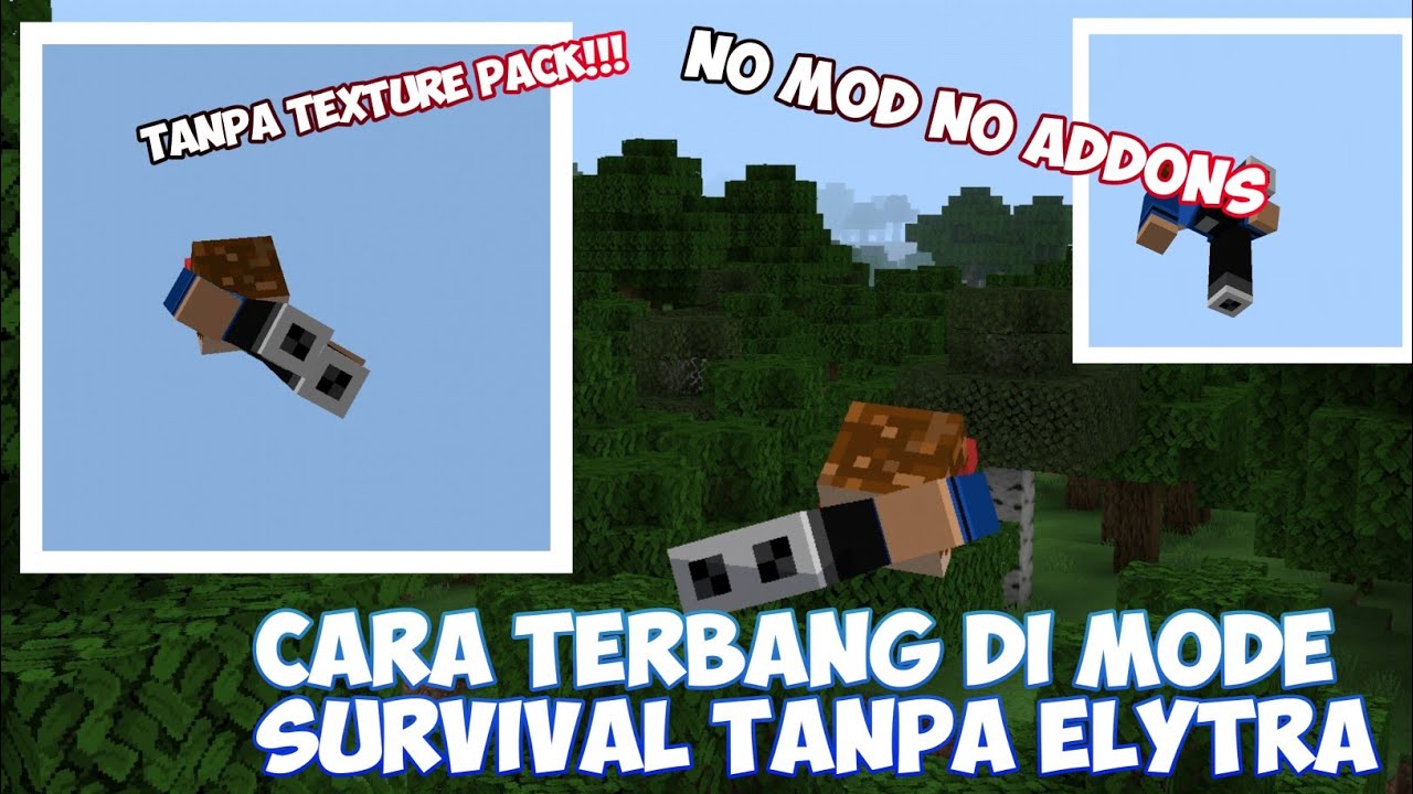 Cara Terbang Tanpa Elytra Di Mode Survival MCPE || Tutorial Eps #2