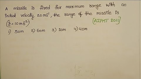 A missile is fired for maximum range with an initial velocity 20m/s,the range of the missile is