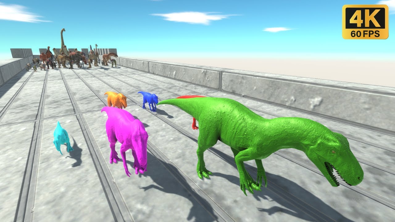Race to eat Neon Allosaurus Family - Animal Revolt Battle Simulator