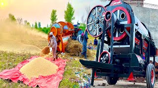 Wonderful process of Making big wheat thresher machine and Lathe Machine And Welding working .