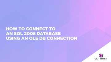How to connect to an SQL 2008 Database using an OLE DB Connection