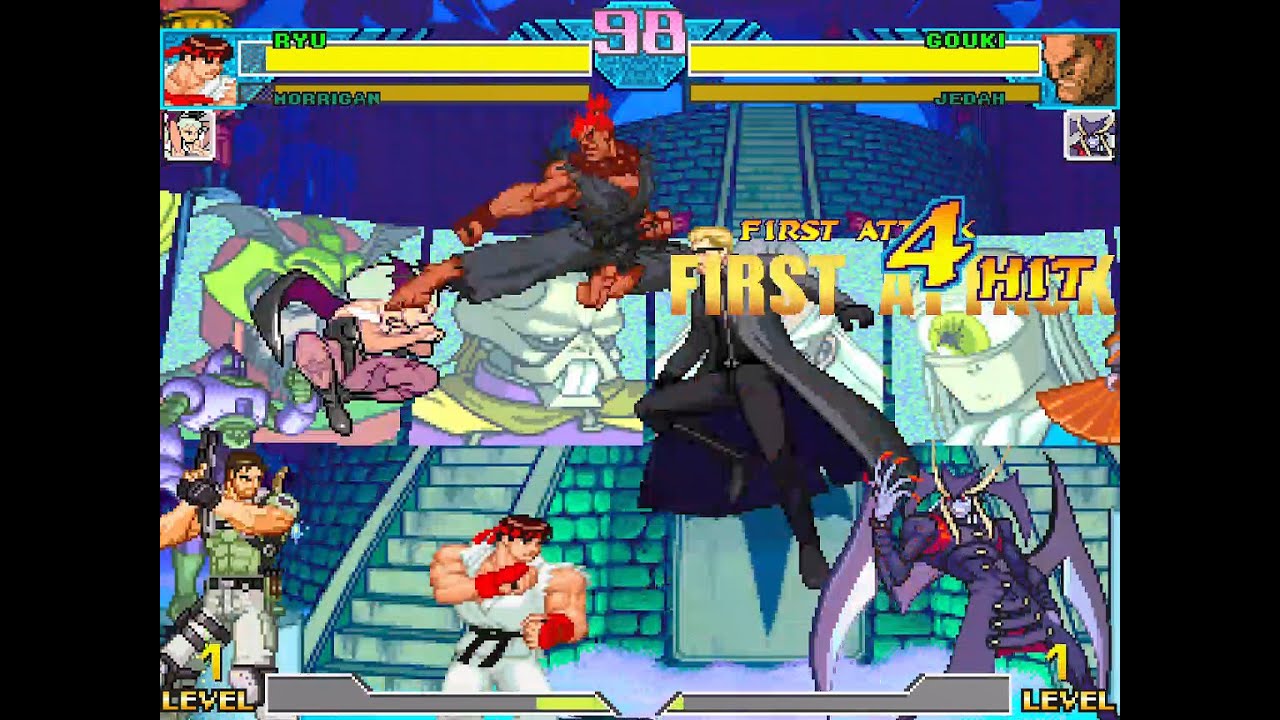 Ryu(SF), Morrigan, & Chris Redfield vs Gouki(Akuma), Jedah, & Wesker ...