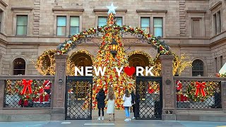 [4K]NYC Christmas: Festive 5th & 6th Ave, Saks Fifth Holiday Light show & Windows✨ Nov. 2023.