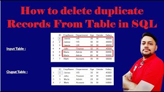 How to delete duplicate records from a table in SQL |  How to delete duplicate rows in SQL