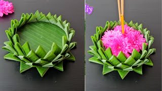 How to make a krathong from banana leaves, easy for beginners, method 218
