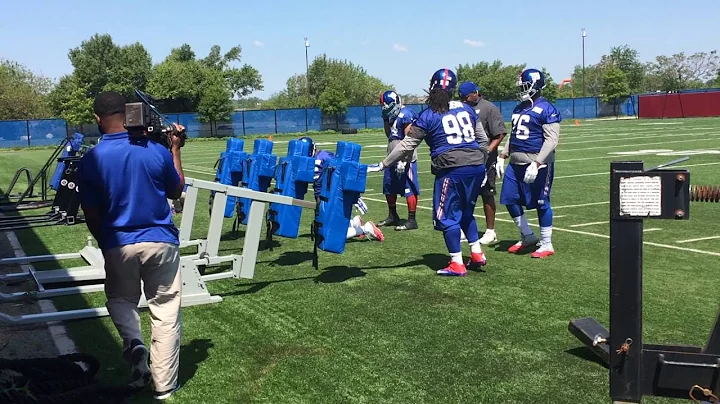 Giants defensive line drills at OTAs