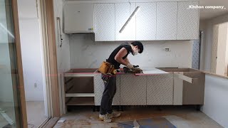 (일당 30) 초 깔끔 싱크대 시공/koreanstyle kitchen installation