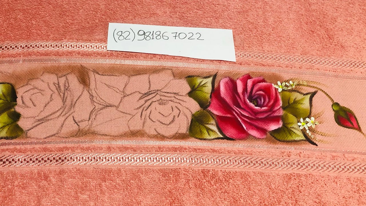Aprenda a pintar rosas em toalha