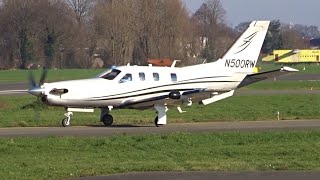Socata TBM 850 Turboprop Taxi & Takeoff at Antwerp Airport Deurne