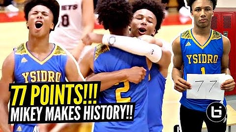 Mikey Williams Scores 77 POINTS!!! BREAKS CALIFORNIA RECORD & Makes HISTORY!! Youngest PLAYER EVER!