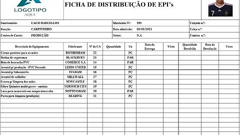 Como preencher uma ficha de controle de entrega de EPI?