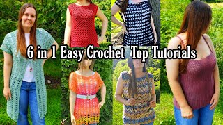 Easy Crochet Spring Summer Tops | 6 in 1 video | Bag O Day Crochet Tutorial