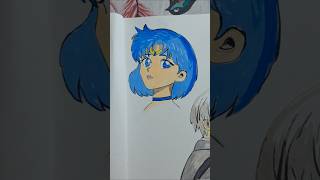 Blue hair, blue eyes, and anime vibes! 💙✨ #youtubeshorts #drawing #art #viralvideo #yt #watercolor