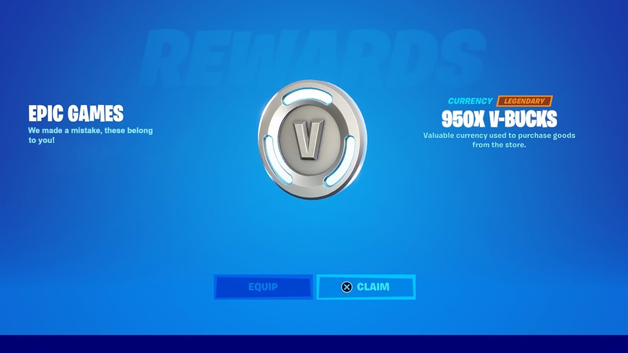 950 VBUCK REWARD for EVERYONE! YouTube