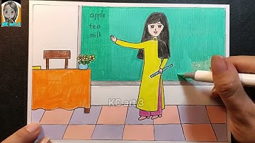 Vẽ tranh ước mơ của em - ước mơ làm cô giáo | vẽ nghề nghiệp tương lai | KC art 3