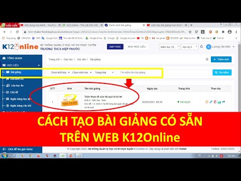 Cách tạo bài giảng có sẵn trên K12Online