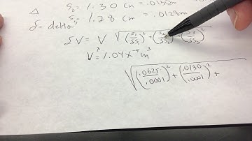 Volume propagation of  Error calculation for Exercise 1 from Lab 1, Georgian Court University