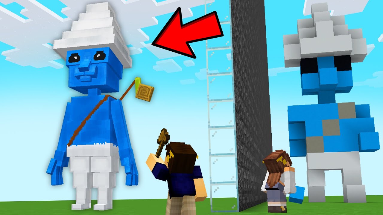 Trolei minha AMIGA com SMURF CAT PRONTO na BATALHA DE CONSTRUÇÃO no Minecraft
