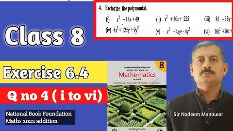 Class 8 Exercise 6.4 Q no 4 part 1 to 6  NBF Maths evaluate the polynomials Sir Nadeem Munawar