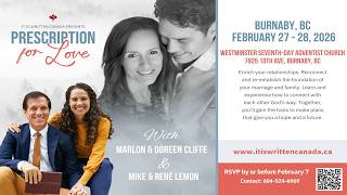PRESCRIPTION FOR LOVE | Sessions 4 and 5
PRESCRIPTION FOR LOVE
Session 4: The Determining Factor: Friendship
Session 5: Managing Perpetual Problems
A weekend seminar will be held at our church on Feb 27-28, hosted by It Is Written speakers Mike and Rene Lemon, with special guests Marlon and Doreen Cliffe, who are certified educators, facilitators, and marriage coaches.
This seminar is for those interested in knowing how to connect in a relationship Gods way. You will be given the tools to establish the foundations of a healthy relationship in marriage, family, and community. Therefore, this is a good program for single people and those in relationships.
🌍 Westminster SDA Church – Weekly Sabbath Worship 🌿
“Sharing the Christ that Listens, Showing God’s Solution”
Welcome to Westminster Seventh-day Adventist Church! Join us every Saturday for a Sabbath worship experience that reflects the love of Christ and the beauty of our diverse, multicultural family. At Westminster, we are committed to living our mission: Sharing the Christ that Listens, Showing God’s Solution.
📖 What You Can Expect:
✨ Spirit-led worship with inspiring, soul-lifting music
✨ Practical, Bible-based messages that speak to today’s challenges
✨ A warm, welcoming community representing cultures from around the world
✨ Ministries and programs for all ages—from children to seniors
Whether youre worshiping with us in person or online, youre not just attending a service—you’re becoming part of a family that listens, prays, and grows together.
🕘 Service Time: Saturdays at 10:45 AM
📍 Location: Westminster SDA Church | 7925 10th Ave, Burnaby BC | info@westminstersda.org
💬 Let us know where you’re watching from! Say hi in the live chat.
👍 Like this video, subscribe to our channel, and click the bell so you never miss a message of hope.
🙏 Connect With Us
✅ Subscribe on YouTube: https://www.youtube.com/channel/UCjKZsGAumBqPcfaEnkc7VQw
✅ Follow us on Facebook: https://www.facebook.com/WestminstersdaBurnabyBC/
✅ Visit our Website for events & ministries: https://www.westminstersda.org
💝 Support Our Ministry
If you would like to support the mission and ministry of Westminster SDA Church, you can give online:
🌐 https://adventistgiving.org/donate/AN68L1
Thank you for your generosity!
Music Disclaimer
Westminster Seventh-day Adventist Church does not claim ownership of any music performed or used in this livestream/video. All songs, hymns, and instrumentals remain the property of their respective copyright owners.
Music is used in accordance with fair use for nonprofit, educational, and religious purposes. No copyright infringement is intended.
If you are a copyright holder and believe your content has been used improperly, please contact us directly and we will address your concerns promptly.
CCLI License 2249313
✨ We’re glad you’re here! May this service bring hope, peace, and encouragement to your life. ✨
#westminstersdachurch #sabbath #church #churchonline #seventhdayadventist
#sda #Seventhdayadventist #AmazingFacts #PAconference #Sabbath #markofthebeast #sundaylaw #adventism #seventhdayadventist #missionspotlight
#SeventhDayAdventist #SDA #SDAChurch #AdventistFaith #SDAFamily #AdventistLife #SDACommunity #AdventistChurch #SDAYouth #SDAWorship #AdventistMission #SDAChurches #AdventistHealth #AdventistEducation #AdventistLifestyle #SDAFaith #AdventistLiving #SDAPrayer #SDAHope #SDAWomen #AdventistGlobal #SDAInspiration #AdventistMinistry #AdventistUnity #SDAConference #AdventistMissionary #SDAEvents #adventist #sda #seventhdayadventist #adventista #adventistas #Jesus, #Bible, #faith, #Sabbath, #ThreeAngelsMessage #EndTimes, #BibleProphecy #Jesus #Bible #faith #Sabbath #ThreeAngelsMessage #EndTimes #BibleProphecy #Adventist #SDA #BibleProphecy #SabbathTruth, #ThreeAngelsMessage #dougbatchelor #itiswritten PRESCRIPTION FOR LOVE | Sessions 4 and 5