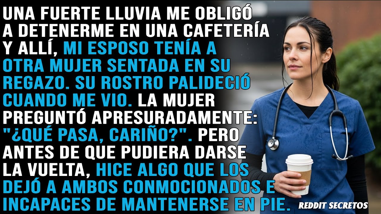 Vi a una mujer sentada en el regazo de mi esposo en una cafetería. Su rostro palideció cuando me vio