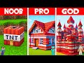TNT HOUSE in Minecraft! WHO BUILD HOUSE INSIDE TNT BETTER NOOB vs PRO vs GOD?