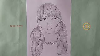 How to draw a girl face with beautiful hair style | Easy way to draw a girl | pencil sketch