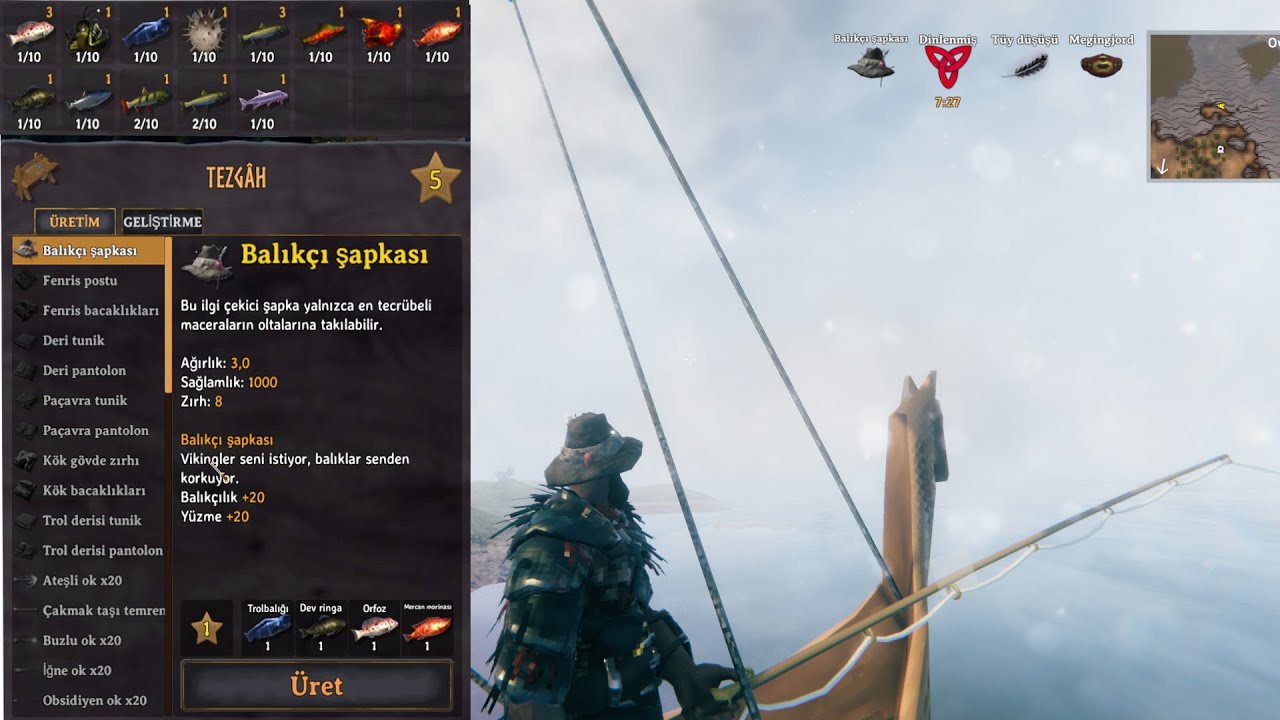 Valheim fishing hat Yeni Balıkcı şapkası YouTube